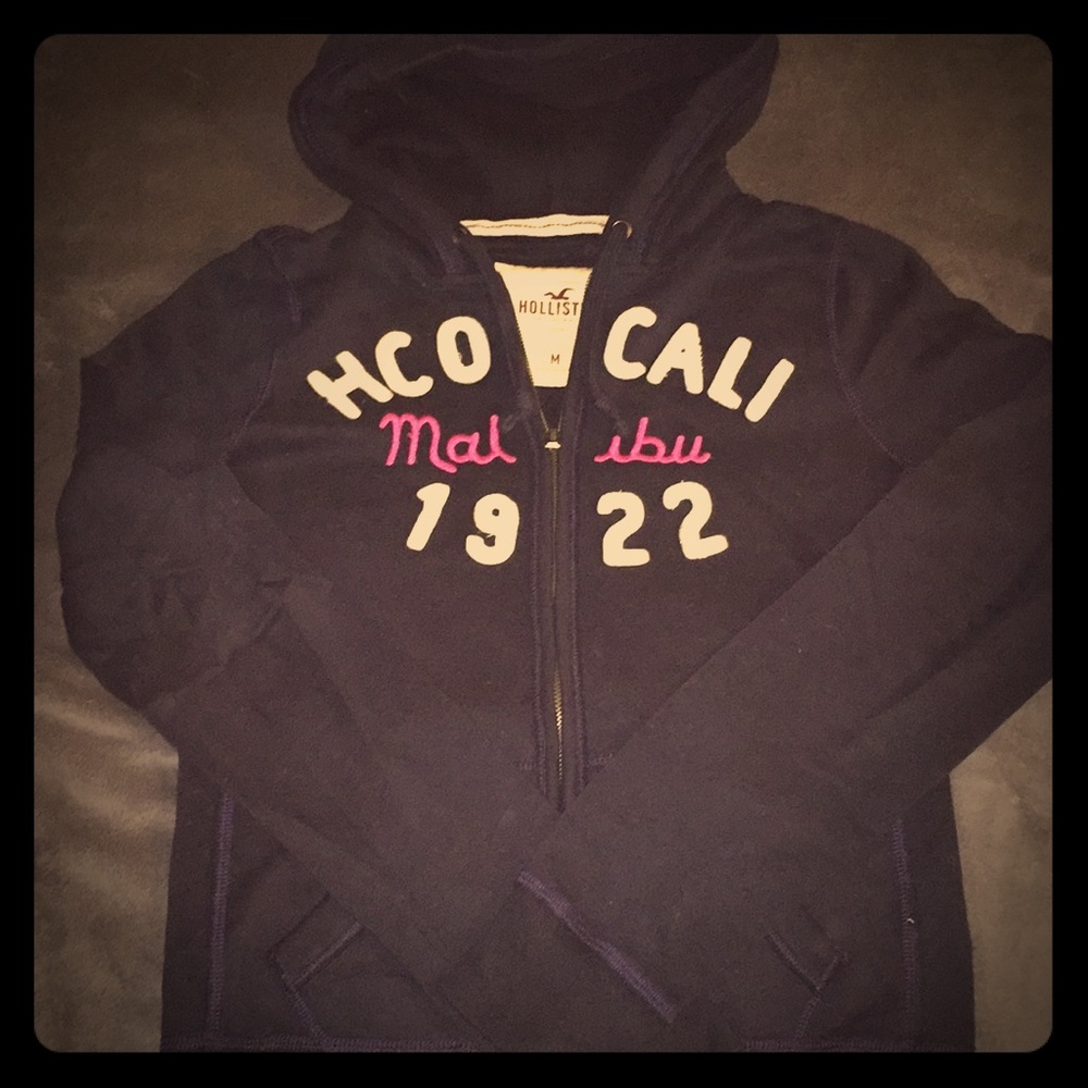 Navy Blue Hollister Full Zip Hoodie